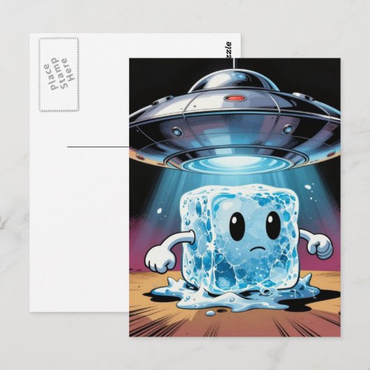 Silly icecube UFO abduction Postkarte (Vorne/Hinten)