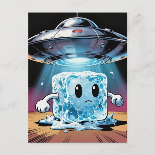 Silly icecube UFO abduction Postkarte (Vorderseite)