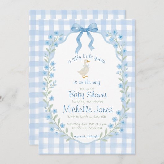 Silly Little Goose Baby Shower Einladung (Vorne/Hinten)