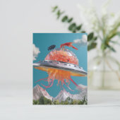 Silly Lobster Fish Surreal Jellyfish UFO Collage Postkarte (Stehend Vorderseite)