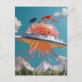 Silly Lobster Fish Surreal Jellyfish UFO Collage Postkarte (Vorderseite)