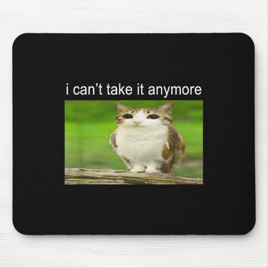 Silly Owl Cat Meme I Can't Take It Anymore Mousepad (Vorne)