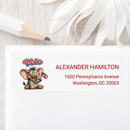  Silly Patriotic Elephant Vote Return Address (Insitu)