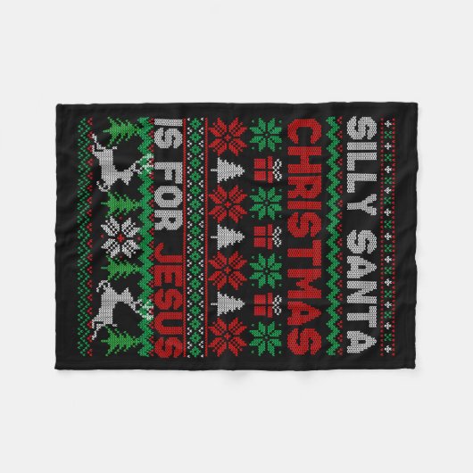 Silly Santa Christmas Is For Jesus Christian Chris Fleecedecke (Vorderseite (Horizontal))