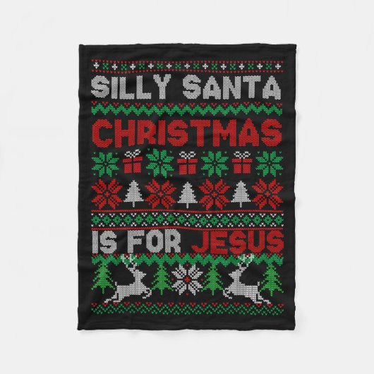 Silly Santa Christmas Is For Jesus Christian Chris Fleecedecke (Vorderseite)