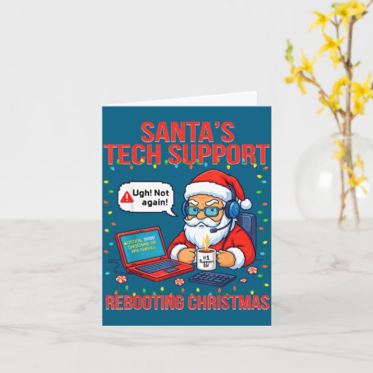 Silly Santa Rebooting Support Engineer s Tech Karte (Gelbe Blume)