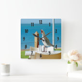 Silly Seagull Quadratische Wanduhr (Zuhause)