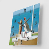 Silly Seagull Quadratische Wanduhr (Winkel)