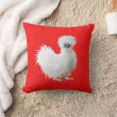 Silly Silkie Chicken on Red Kissen (Decke)