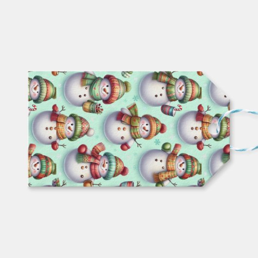 Silly Snowmen Geschenkanhänger (Vorderseite (Horizontal))