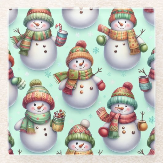 Silly Snowmen Glasuntersetzer (Vorderseite)