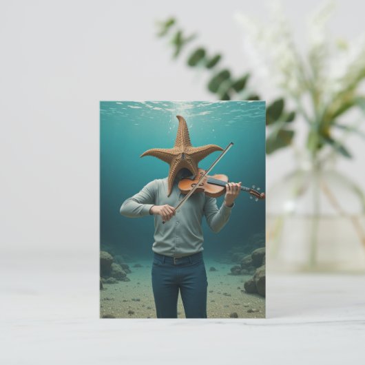 Silly Starfish Making Music Postkarte (Stehend Vorderseite)