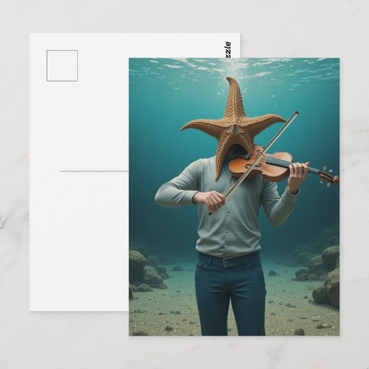 Silly Starfish Making Music Postkarte (Vorne/Hinten)