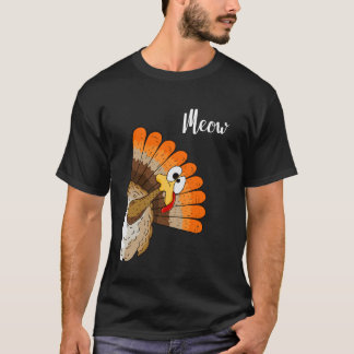 Silly Turkey Meow Thanksgiving Cartoon Humor Graph T-Shirt