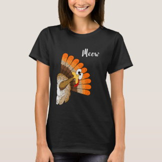 Silly Turkey Meow Thanksgiving Cartoon Humor Graph T-Shirt