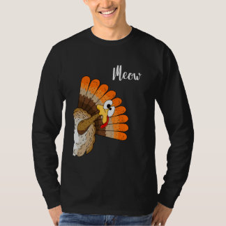 Silly Turkey Meow Thanksgiving Cartoon Humor Graph T-Shirt