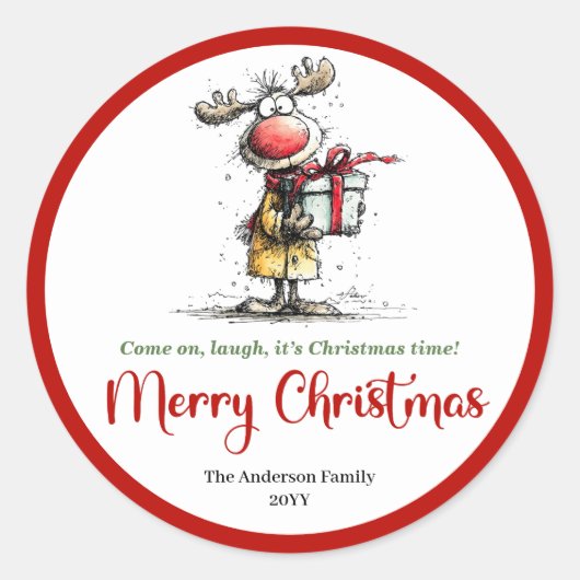 Silly whimsical reindeer sticker funny deer charm (Vorderseite)