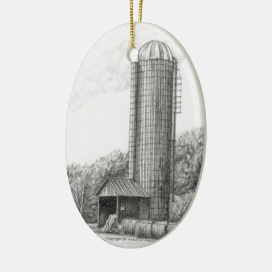 Silo, der Verzierung bewirtschaftet Keramikornament (Links)