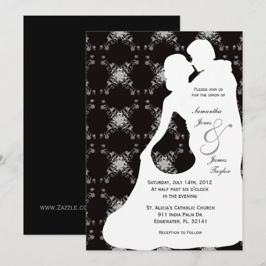 Silouhette-Paar Einladung (Vorne/Hinten)