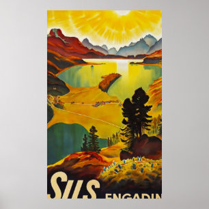 Sils Engadin Vintage Reise Poster