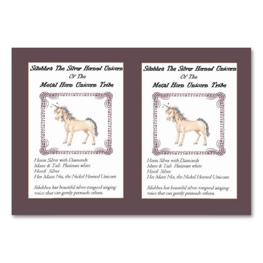 Silubhra Die Silver Horned Unicorn Trading Card Tischnummer (Vorderseite)