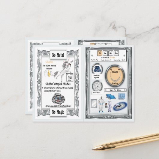 Silubhra - Silver Horn Unicorn Game Card Postkarte (Vorderseite/Rückseite Beispiel)