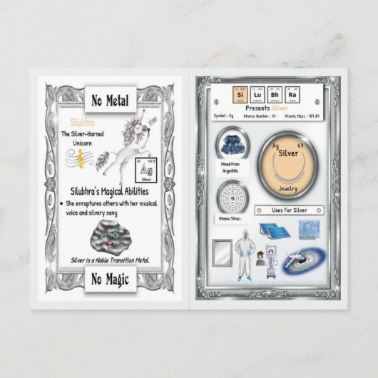 Silubhra - Silver Horn Unicorn Game Card Postkarte (Rückseite)