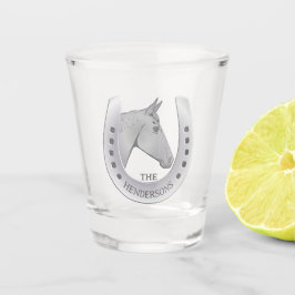 Siluesterhase und HufeisenEmblem Personalisiert Schnapsglas