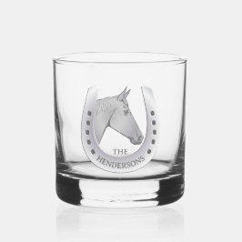 Siluesterhase und HufeisenEmblem Personalisiert Whiskyglas