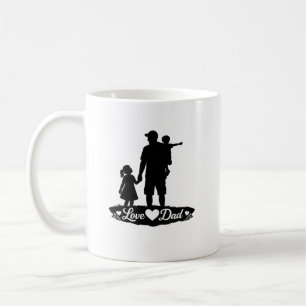 Siluet-Vatertag-Familiengrafik Kaffeetasse