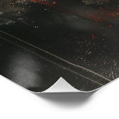 Silueta de Gato Ardiente: Atardecer Surrealista Poster (Ecke)