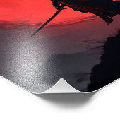 Silueta Samurai Luna Roja Fotodruck (Ecke)
