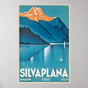 Silvaplana Graubünden Schweiz Vintage Reise Poster