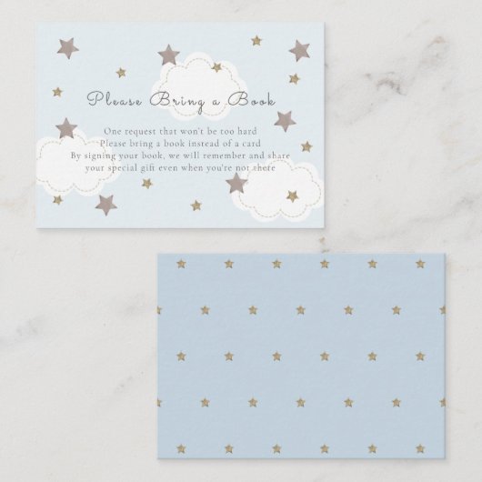 Silve Stars & Clouds Baby Blue Bitte buchen Begleitkarte (Vorne/Hinten)