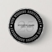 Silve Wedding Jubiläum Metallic Silver & Black Button (Vorderseite)