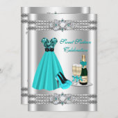 Silver 16 . Geburtstag Gown 12x18 Invite Einladung (Vorne/Hinten)