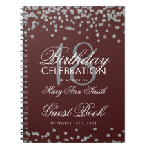 Silver 18. Geburtstag Gästebuch Confetti Burgund