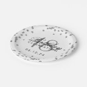 Silver 18. Geburtstag Imitat Glitzer Confetti Weiß Pappteller (Schrägansicht)