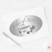 Silver 2012 Graduation Cap & Diploma Siegel Ovaler Aufkleber (Umschlag)