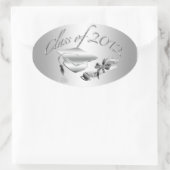 Silver 2012 Graduation Cap & Diploma Siegel Ovaler Aufkleber (Tasche)