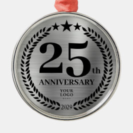 Silver 25. Jubiläum Firmenlogo Weihnachten Ornament Aus Metall