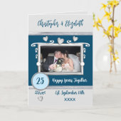 Silver 25. Jubiläum fügen Foto-Namen blau Karte (Gelbe Blume)