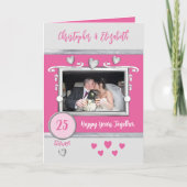 Silver 25. Jubiläum fügen Foto-Namen pink Karte (Vorderseite)