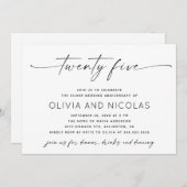 Silver 25. Modern Wedding Anniversary Foto Party Einladung (Vorne/Hinten)