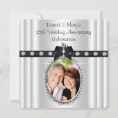 Silver 25. Silver Anniversary Party Einladung (Vorderseite)