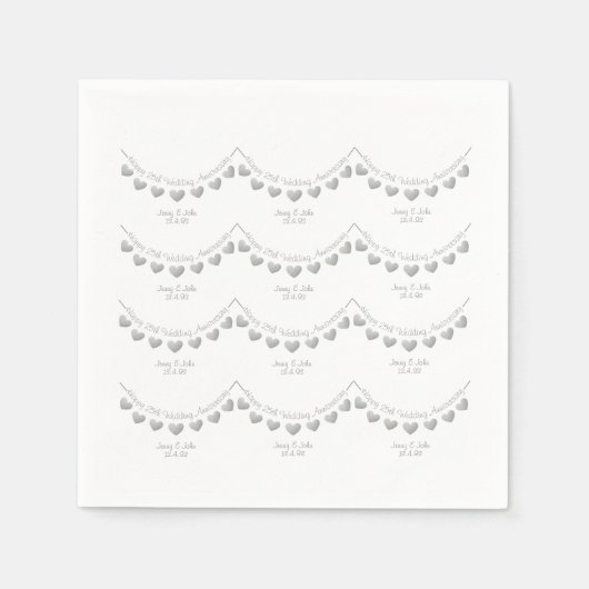 Silver 25. Wedding Anniversary Binden Serviette (Vorderseite)