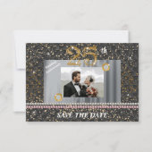 Silver 25. Wedding Anniversary Black Woven Perlen Einladung (Vorderseite)