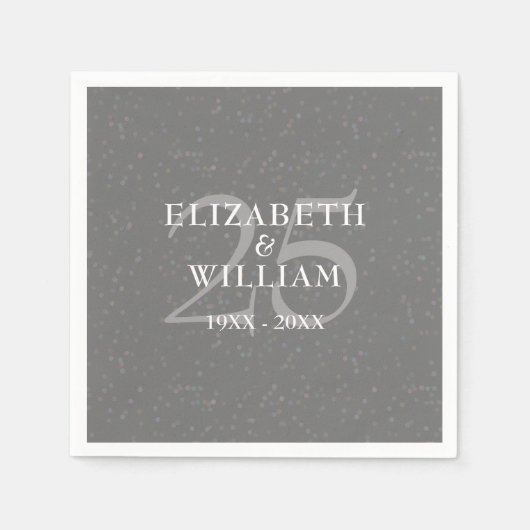 Silver 25. Wedding Anniversary Chic Confetti Serviette (Vorderseite)
