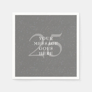 Silver 25. Wedding Anniversary Confetti Elegant Serviette