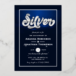 Silver 25. Wedding Anniversary Foil Einladung